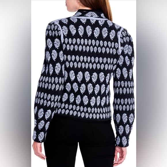 NIC+ZOE Blue Patterned Cotton Quilted Eclipse Knit Long Sleeve Jacket Medium - Picture 3 of 9